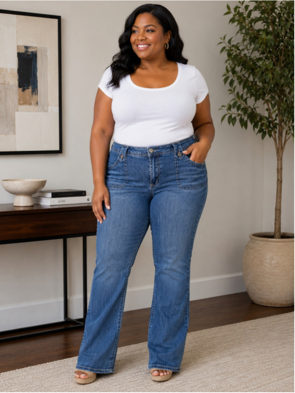 Fashion Bug Blue Flare Jeans Women's Plus Size 22W